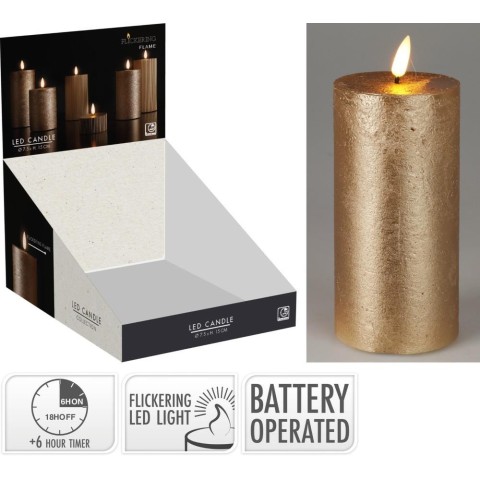 CANDELA LED 7X15CM ORO TIMER